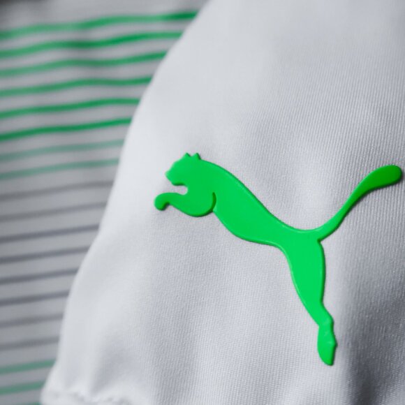 Puma Golf DryCell White Green Striped Polo (L) ⛳️ ⛳️ - Picture 1 of 10